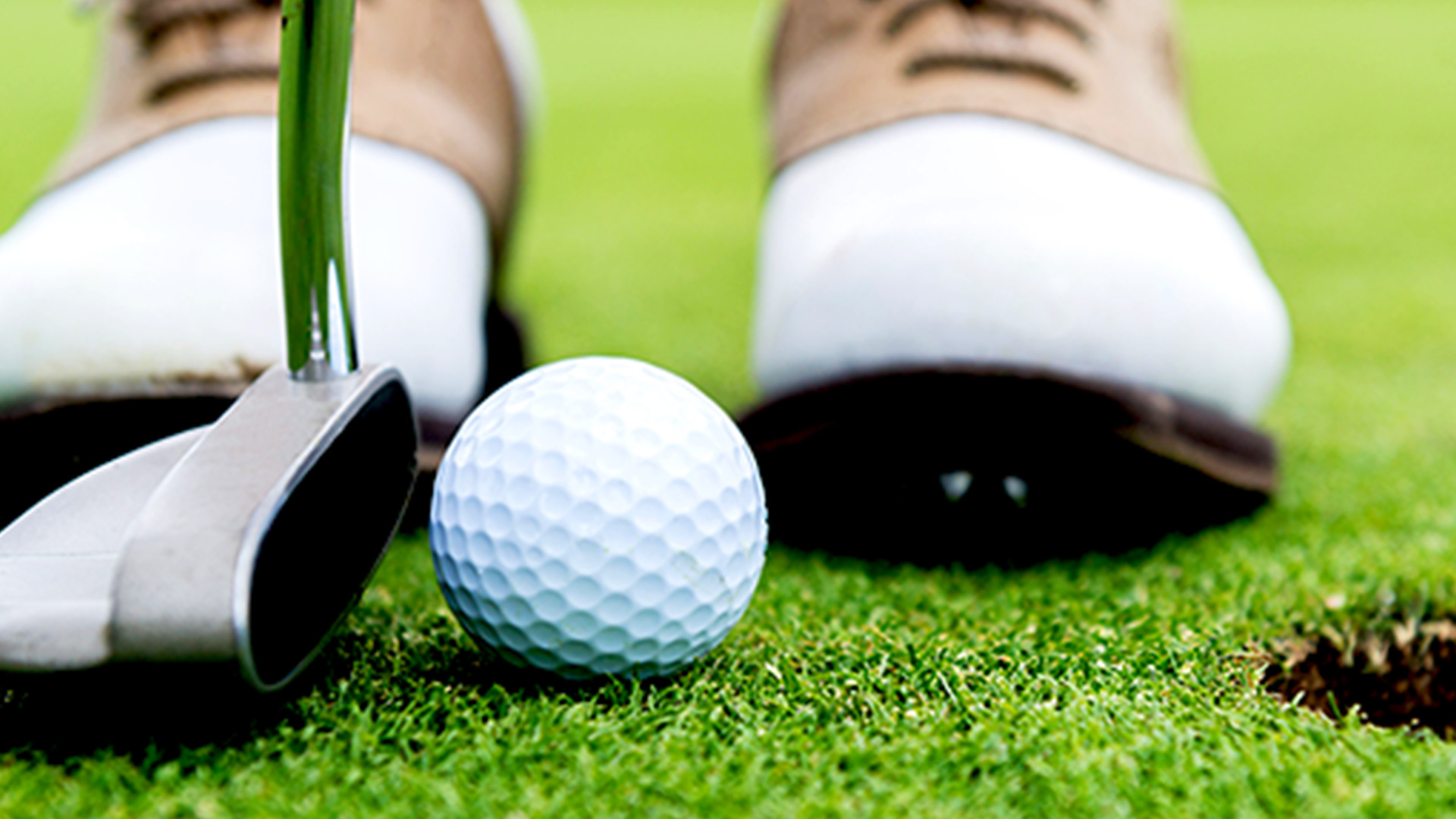 golf putter ready to hit a golf ball